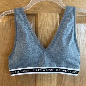 U.S. Polo Assn. - Designer Women's Heather Gray Sports Bra - Large - NWOT